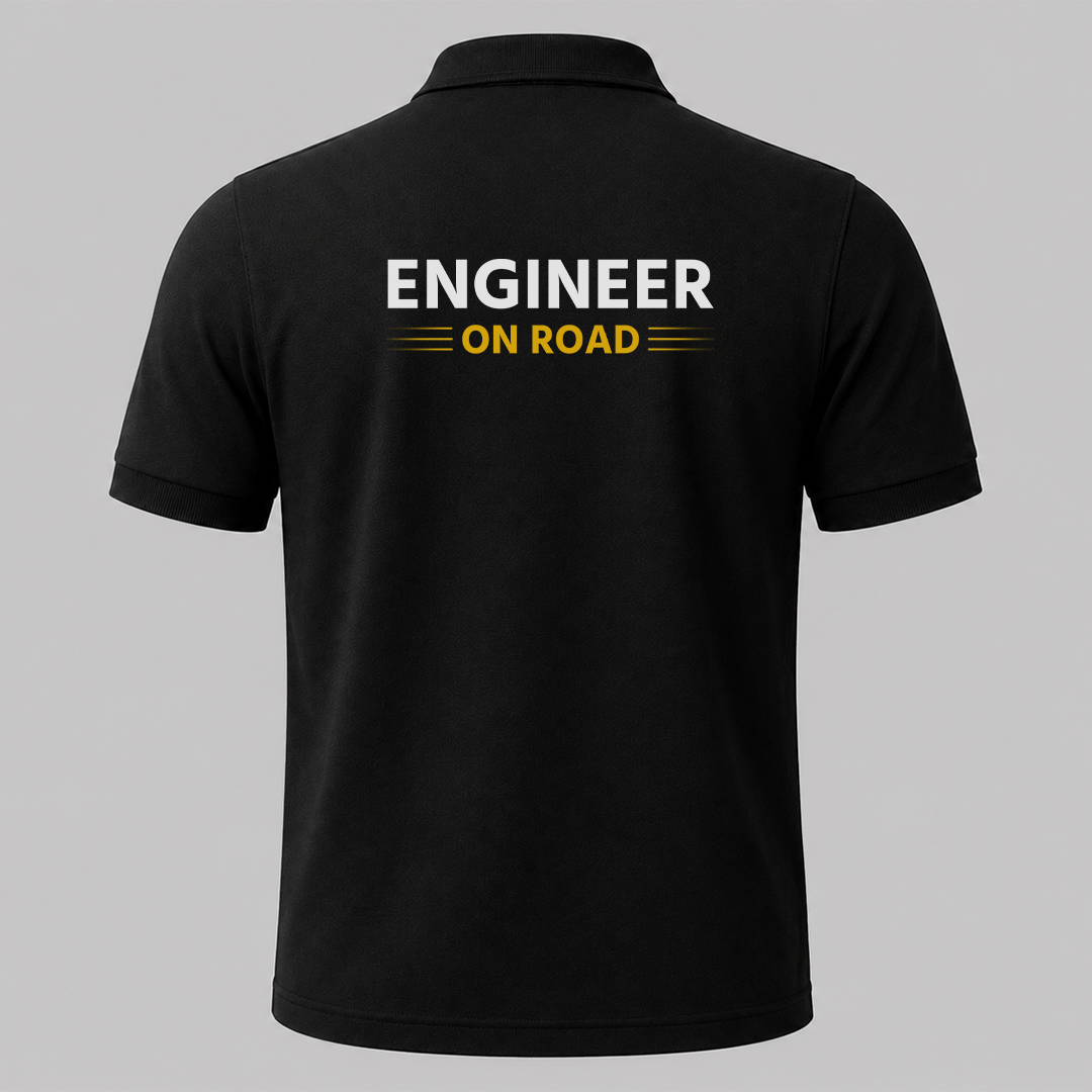 Engineer On Road Premium Cotton Polo T-Shirt | Black Unisex Casual & Professional Wear