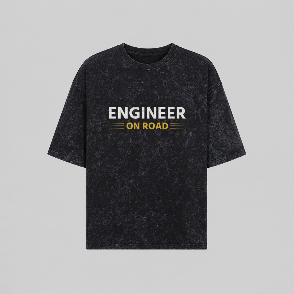 Engineer On Road Premium Acid Wash Oversized T-Shirt