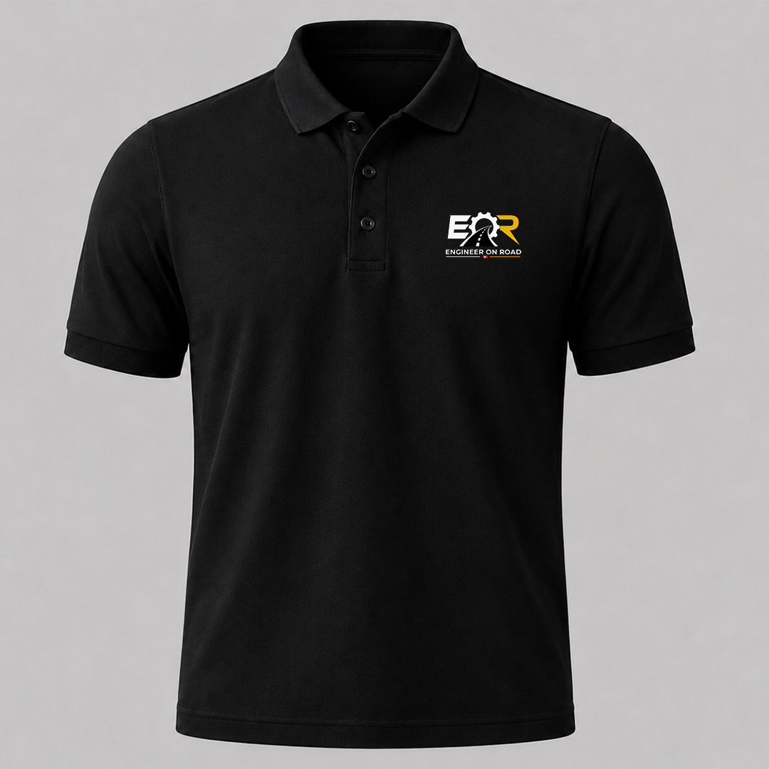 Engineer On Road Premium Cotton Polo T-Shirt | Black Unisex Casual & Professional Wear
