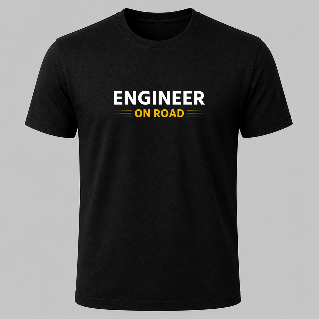 Engineer On Road Premium Black Cotton Graphic T-Shirt for Engineers & Creators