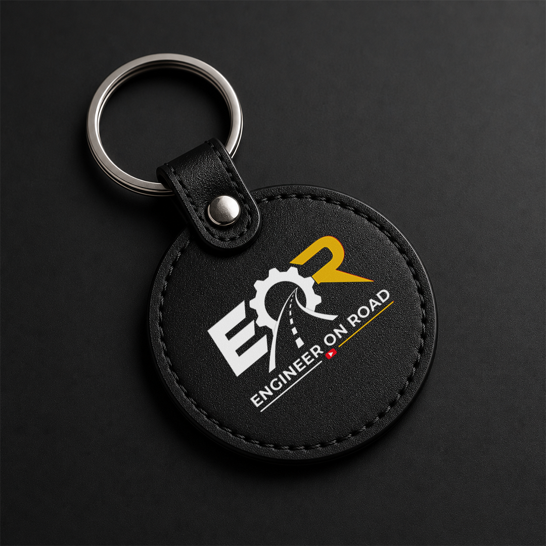 Engineer On Road Premium Leather Keychain | Executive Keyring for Engineers and Professional