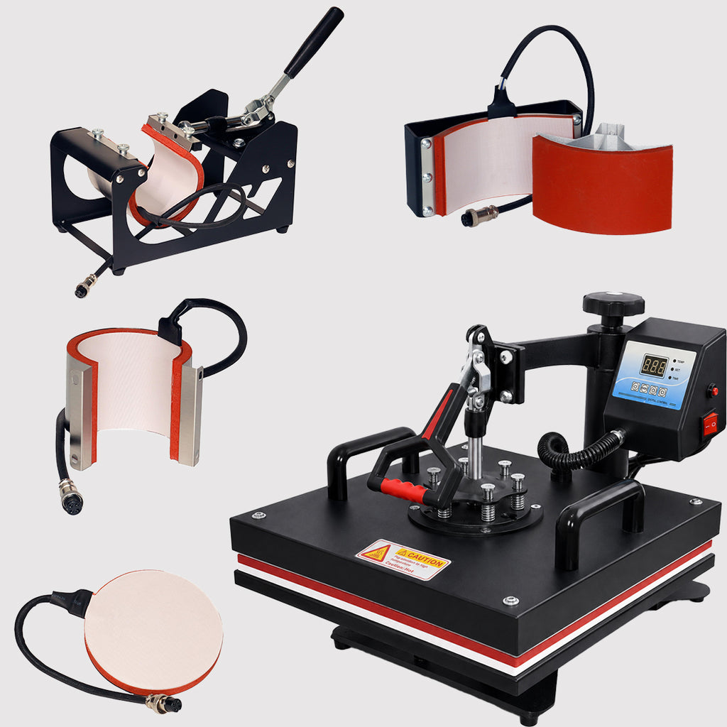 5 in 1 Slider Heavy Duty Heat Press Machine - 15 x 15 Inch | Mug, Cap, Plate & T-Shirt Printing Machine