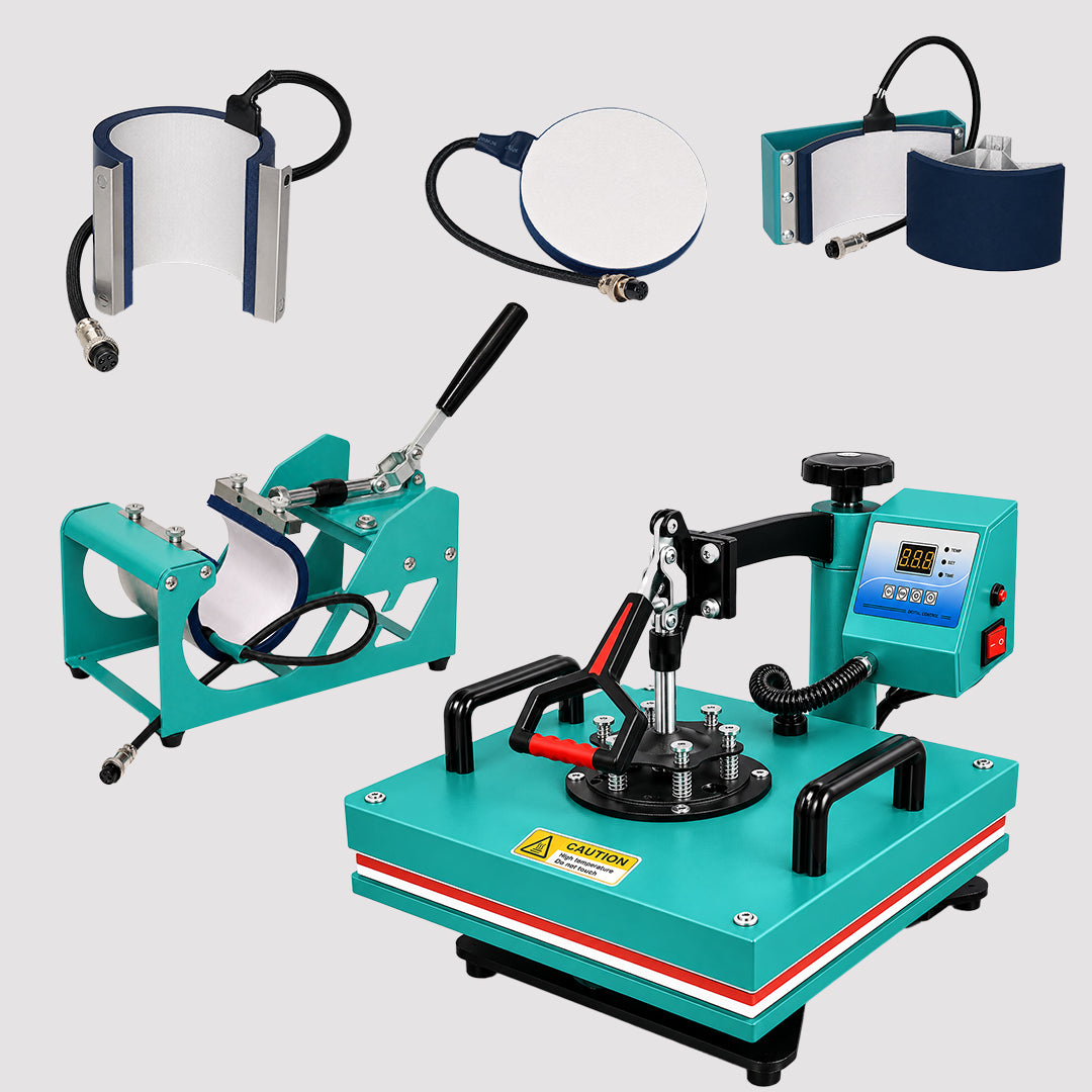 5 in 1 Sublimation Heat Press Machine -  12 x 15 Inch | Mug, Cap, Plate & T-Shirt Printing Machine