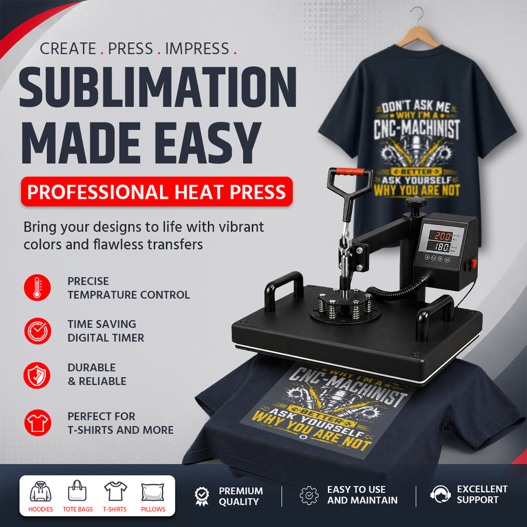 5 in 1 Sublimation Heat Press Machine -  12 x 15 Inch | Mug, Cap, Plate & T-Shirt Printing Machine